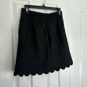 J. Crew Factory Black Linen Cotton Scalloped Skirt Size 6 NWT
